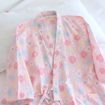 2021 Jaapani kimono sobiks uued daamid pidžaama kaks-töö kevadeks ja suveks puhas puuvillane ažuurne riie higi aurutatud sobiks home service