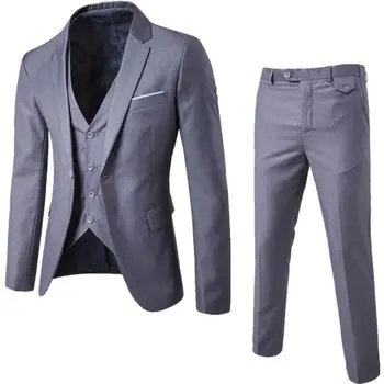 2021 Meeste Ülikonnad Peigmees Kanda Tuxedos 3-osaline Pulm Kostüümid Groomsmen Parim Mees Ametlik Äri Ülikond Meestele (Jope+Pant +vest) 10940