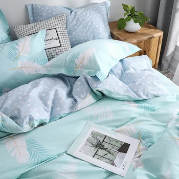 2021 Nelja-osaline voodipesu lihtne puuvillane topelt leibkonna voodi lehel tekk katab tiheneb lihvimine ühiselamu voodi lehel heleroheline