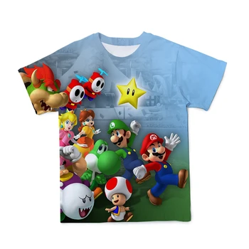 2021 Suvel Poisid Ja Tüdrukud Tshirt Uus Jaapani Mäng Mario 3D Trükitud T-särk Segatud Materjal Laste Hingav Riided 4T-14T