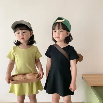 2021 Suvel Uued Lapsed Riided Tahke Kleit Korea Tüdrukud Ühes Tükis Lühikesed Varrukad Varustus