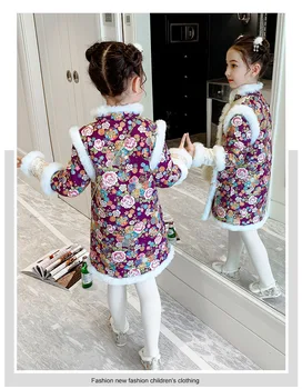 2021 Sügisel Beebi Tüdruk Jõulud Riided Talvel Lilleline Pikk Varrukas Kleit-Hiina Stiilis Uus Aasta Kostüüm Printsess Lapsed Riiete Komplekt