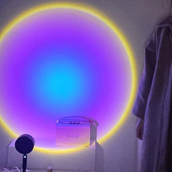 2021 USB Nupule, Rainbow Päikeseloojangut Projektor Atmosfääri Led Night Light Kodu Coffe shop Taust Seina Kaunistamiseks Värviline Lamp