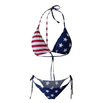 2021 Uued Bikiinid Hot Müük Ujumistrikoo Naiste Sexy Ameerika Lipu Print Kõrge Lõigatud Jalg Bikiinid Seatud Kaks Tükis Ujumistrikoo Supelrõivad Biquinis