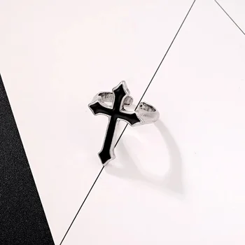 2021 Uus 1TK Vintage Must Suur Rist Avatud Ring Naiste Poole Ehted Meeste Trendikas Gooti Metalli Värvi Sõrme Sõrmus Mens Sõrmus
