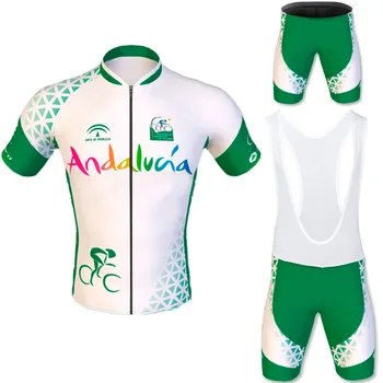 2021 Uus Meeskond Andaluusia - Meeste Lühikesed Varrukad Jalgrattasõit Jersey Set 20D Pad Püksid Professional Cycling Kampsunid Maillot Culotte
