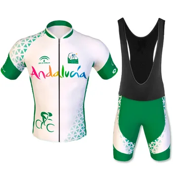 2021 Uus Meeskond Andaluusia - Meeste Lühikesed Varrukad Jalgrattasõit Jersey Set 20D Pad Püksid Professional Cycling Kampsunid Maillot Culotte