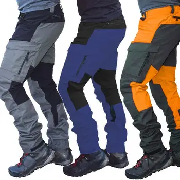 2021 Uus Meeste Mood Värvi Plokk Multi Taskud Sport Pikk Cargo Püksid Tööd Püksid Meeste Riided Streetwear Püksid