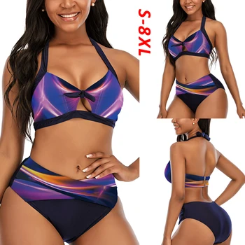 2021 Uus Pluss Suurus 8XL Naiste Ujumine Ülikond Sexy Bikini Ujumistrikoo Vintage Supelrõivad Naiste Polsterdatud Rinnahoidja Rannas Bikiinide Komplekt
