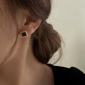 2021 korea fashion temperament ehted naistele uus kunstnahast black pearl kõrvarõngad isiksuse suundumus iga päev kõrvarõngad naistele