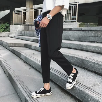 2021 meeste Mood trend püksid korea stiilis high-end riidest vabaaja püksid lahti sirge must/valge värvi ülikond püksid 10804