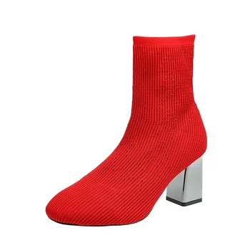 2021 suvel uus stiil punased pikad varba naiste poolsaapad ruutjuure mugavad naiste lühikesed saapad