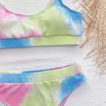 2021 suvel uus trend fashion tie-dye kõrge vöökoht naiste sexy ujumistrikoo ujumistrikoo daamid split bikiinid beachwear