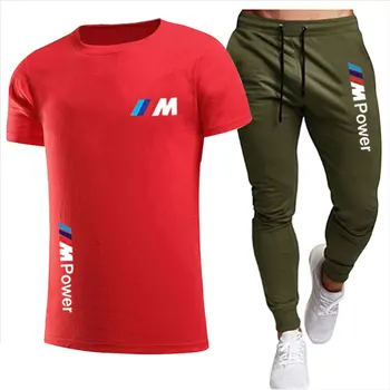 2021 uus BMW mood casual sportswear suvel kirja trükkimine ülikond meeste sörkimine fitness riided, meeste T-särk + õhuke püksid 2-pi