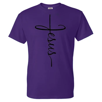 2021 uus Trendikas Jeesuse Risti T-särk (Solid Color Art Trükitud Meeste Vabaaja O-Kaeluse Streetwear Tshirt Puuvill Tees Tops