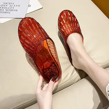 2021 uus lamedapõhjaline Baotou naiste sandaalid ja sussid armas vannituba non-slip õõnes auk kingad crystal naiste sussid 103536