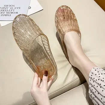 2021 uus lamedapõhjaline Baotou naiste sandaalid ja sussid armas vannituba non-slip õõnes auk kingad crystal naiste sussid
