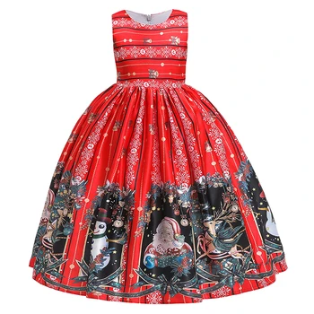2021New Beebi Tüdruk Jõulud Kleit Printsess Elegantne Pool Kleit Tüdruk Lapse Prindi Kleit Tutu õhtukleit 4-14years