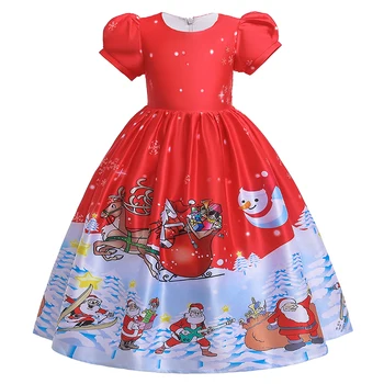 2021New Beebi Tüdruk Jõulud Kleit Printsess Elegantne Pool Kleit Tüdruk Lapse Prindi Kleit Tutu õhtukleit 4-14years
