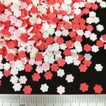 20g/palju Punane Valge Roosa Plum Blossom Lilled Polymer Clay Värvikas DIY Crafts Väike Armas 5mm plastikust klei Muda Osakesed 182097