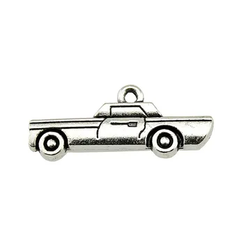 20pcs/lot Car Charms For Jewelry Making 27mm Antique Silver Color Accessories