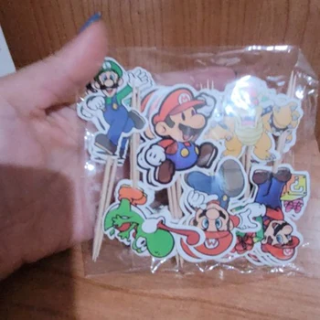 24TK Super Mario anime multikas mario bros Luigi yoshi Bowser Cupcake Toppers for Kids Sünnipäeva Kook Teenetemärgi tarvikud 183250