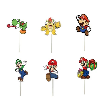 24TK Super Mario anime multikas mario bros Luigi yoshi Bowser Cupcake Toppers for Kids Sünnipäeva Kook Teenetemärgi tarvikud