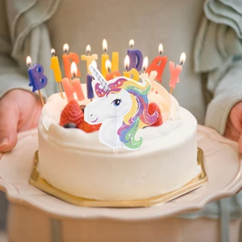 24tk/kott Ükssarvik Cake Toppers Ükssarvik Isiku Sünnipäev Baby Shower Pulm Cupcake Lipu Kodu Poole Kook Teenetemärgi Tarvikud