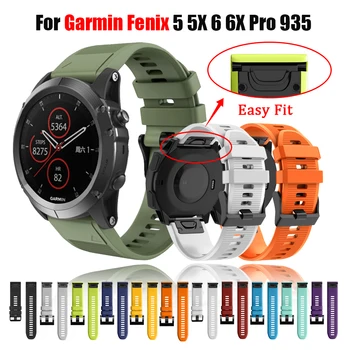 26mm Watchband Rihmad Garmin Fenix 5X 5 5S + 3 3HR 6 6S 6X Pro Watch Quick Release 20 22mm Silikoon Easy fit Randme Bänd