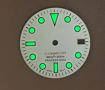 28.5 mm Stereo Roheline Helendav Valge Vaadata Dial jaoks NH35/NH36 Liikumine koos S Logo