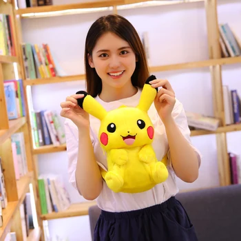 28x18CM Pikachu Seljakott Pokemon Palus Täistopitud Mänguasi Kawaii Laste Kooli Sünnipäeva Kingitus Kott