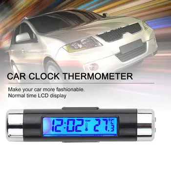 2In1 Auto Sõiduki Digitaalne LCD Taustvalgustus Auto Termomeeter Kell kalendrikuva Auto Air Vent Outlet Plastikust Clip-Kell