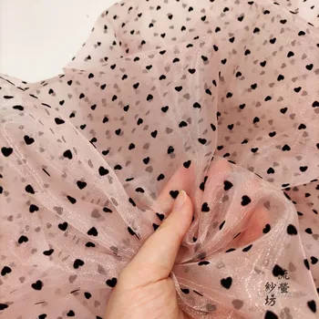 2Meters Roosa Musta Esineb Südame Tülli Organza Võrgusilma Riidest DIY Käsitöö Baby Girl Kleit Seelik Peapael Rõivaste Õmblemine Materjal
