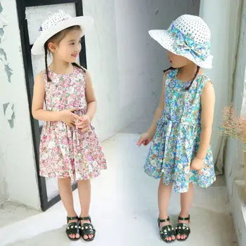 2PCS/Set Tüdrukud Kleit +Müts, Puuvillane Mugav Laste Kleit 2021 Suvine Kleit, Lilleline Tüdrukute Varrukateta Kleit Lastele