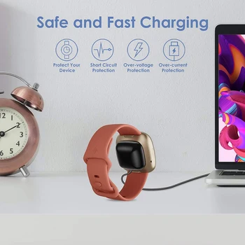 2Pack 3.3 FT Laadija, Kaabel USB-Laadimise Dock jaoks Fitbit Mõttes/Versa 3 Smartwatch