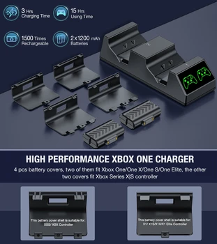 2X1200mAh Wireless Controller Gamepad Laetav Aku + USB Laadija ja Dock Station Xbox-Seeria X - /S/Xbox Üks X/Xbox Üks S