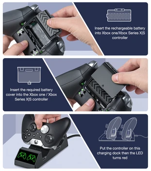 2X1200mAh Wireless Controller Gamepad Laetav Aku + USB Laadija ja Dock Station Xbox-Seeria X - /S/Xbox Üks X/Xbox Üks S