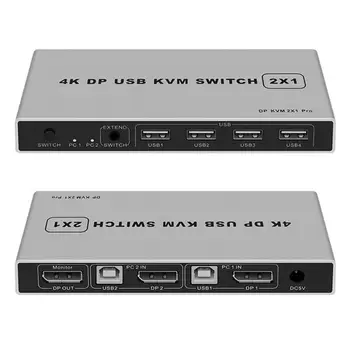 2in1 Dual Port 8K Displayport KVM Switch On Tagasi Koos DP-KVM-2K/144HZ Ühilduvat USB-4K/144Hz 4KX2K/60Hz Displayport Sw A4U4