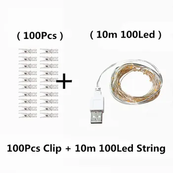 2m/5m/10m Foto Clip Haldjas String Tuled Led USB Väljas Akuga Clothespins Vanik Pool Pulm Kodu Kaunistamiseks