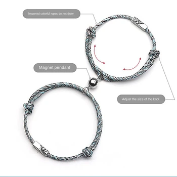 2pcs Set Couple Bracelet for Women Infinite Love Paired Bracelet Coupling Magnetic Clasp Chain Bracelet Men Fashion Jewelry 123040
