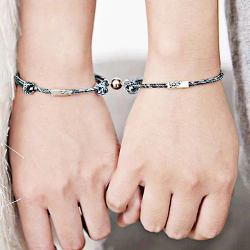 2pcs Set Couple Bracelet for Women Infinite Love Paired Bracelet Coupling Magnetic Clasp Chain Bracelet Men Fashion Jewelry