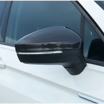 2tk Auto Ukse Pool Tiiva Rearview Mirror Kaas Sisekujundus Kest Plastik Carbon Fiber Stiilis Must Sobib VW Tiguan 2018 2019 2020 184057