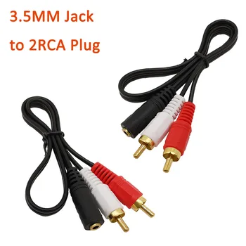 2tk/Lot 3.5 mm Kõrvaklappide Aux Audio Y Cable Splitter-Liides (3,5 mm Stereo Audio Naine Jack, et 2 RCA Isane Pistik Y Traat Adapter
