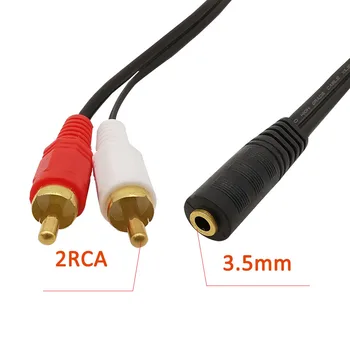 2tk/Lot 3.5 mm Kõrvaklappide Aux Audio Y Cable Splitter-Liides (3,5 mm Stereo Audio Naine Jack, et 2 RCA Isane Pistik Y Traat Adapter