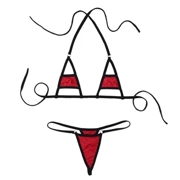2tk Mini Micro bikini tanga micro ujumistrikoo 2019 Naiste Päitsed Kaela string Bikiinid Komplekti Rinnahoidja Top ja g-string Thong Sexy bikini Komplekt