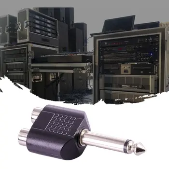 2x 6.35 mm Male Mono Pistik Dual RCA Emane Jack Audio Kaabel Adapteri Pistik RJ45 ACEHE