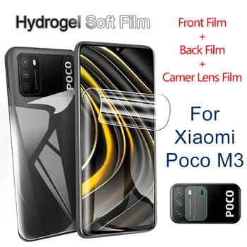 3-1 Tk Hüdrogeeli Pehme Kile Xiaomi Poco M3 Front + Back + Objektiiv Screen Protector Ohutuse Kaitsva Kile PocoM3 Täielik Kate