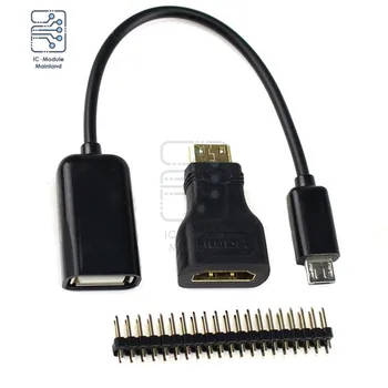 3 1 Vaarika Pi Null Adapter Kit Mini HDMI HDMI adapter+Micro-USB-USB-Emane OTG Kaabel + 20 pin Isane GPIO Päis