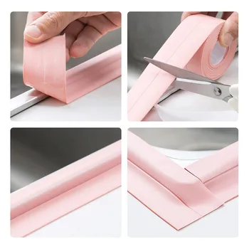 3.2 m Caulk Ribad Vanniga Vannituba Caulk Tape Self Adhesive Valge PVC Veekindel Sealing Tape Edge Protector Köök Vann