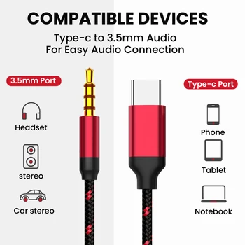3.5 Jack Aux Audio Kaabel C-Tüüpi Peakomplekti Valjuhääldi Mees Kõlariga AUX Kaabli Tüüp C-3.5 Telefoni Lisaseadmed-USB-C Adapter pikendusjuhet